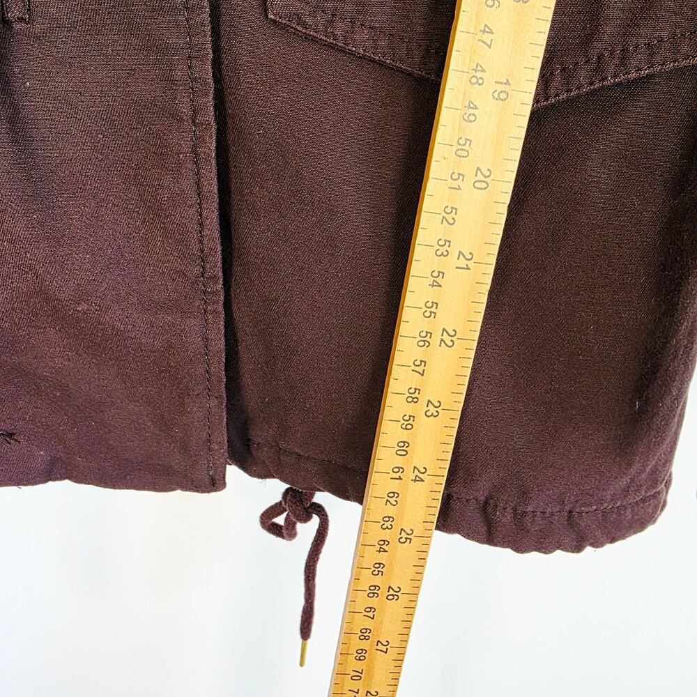 H&M Utility Coat Jacket Size 0 Burgundy Removeable Faux Fur Trim Anorak Military - Picture 12 of 12